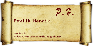 Pavlik Henrik névjegykártya